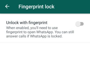 Enable Whatsup Fingerprint Lock feature